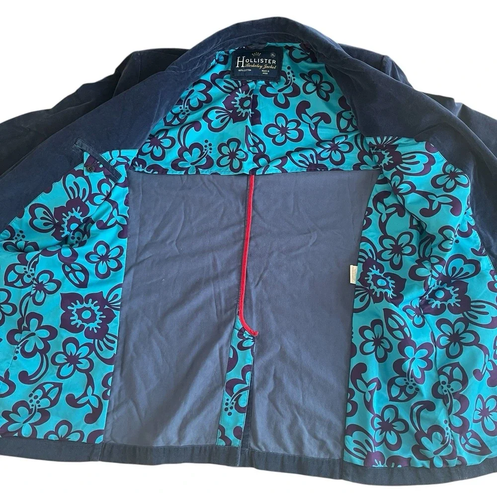 VTG NWOT Hollister Men's Size‎ XL Berkeley Jacket Blue 100% Cotton Velvet